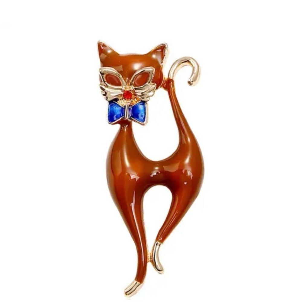 SLIM BROWN CAT BROOCH